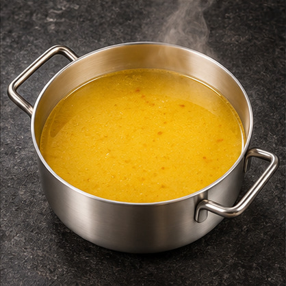 Curry Broth in a steaming individual hot pot